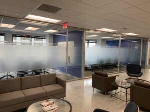 Dusted crystal bands on conference rooms